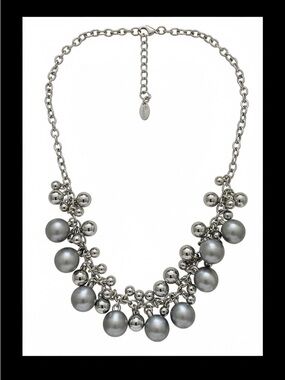 Lia Sophia Silver-Tone Bubble Bib Necklace with Matching Studs